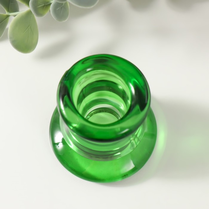 Подсвечник стекло на 1 свечу "Лучано" d=2,2 см прозрачный зелёный 5,5х5,2х5,3 см