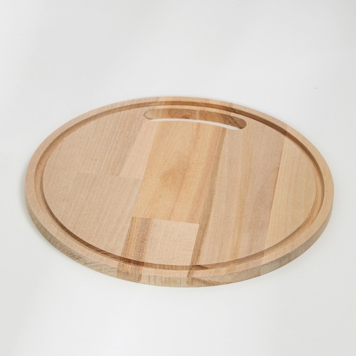 Доска разделочная деревянная с желобом Доска разделочная деревянная с желобом "Круг" 20х20х0,8 см береза