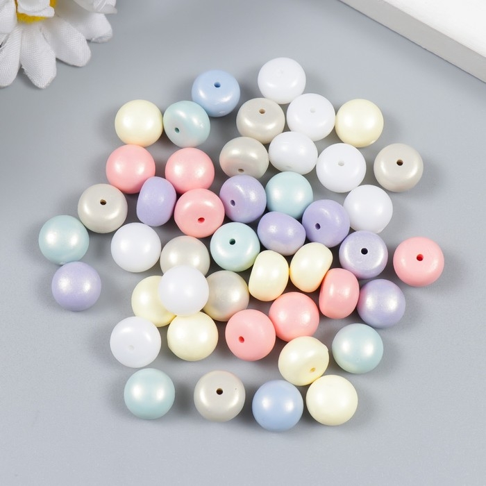 Бусины с несквозным отверстием "Сплюснутый шар. Матовый" перламутр набор 20 гр 0,7х1х1 см