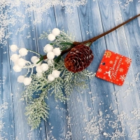 Декор "Зимнее чудо" белые ягоды шишка 24 см Декор "Зимнее чудо" белые ягоды шишка 24 см