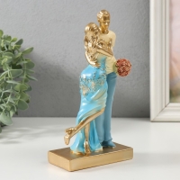 Сувенир полистоун "Нежная встреча" бело-голубой 6х8х19,5 см