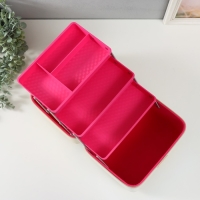 Шкатулка кожзам для косметики "Сердца голография. Этажи" кофе с молоком 24,5х20,5х27 см