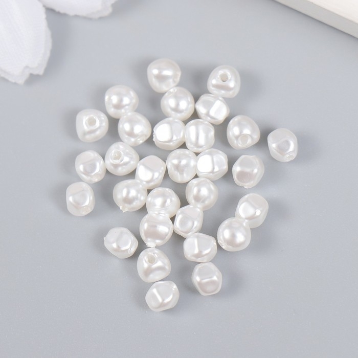 Бусины для творчества пластик "Микро-жемчуг неправильной формы" 30 шт (&plusmn; 5) 0,4х0,4х0,4 см