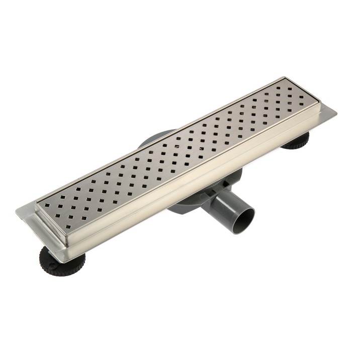 Трап ZEIN, c флaнцeм свободного вращения 360&deg;, 7х40 см, d=40/50 мм, нерж. сталь, сатин