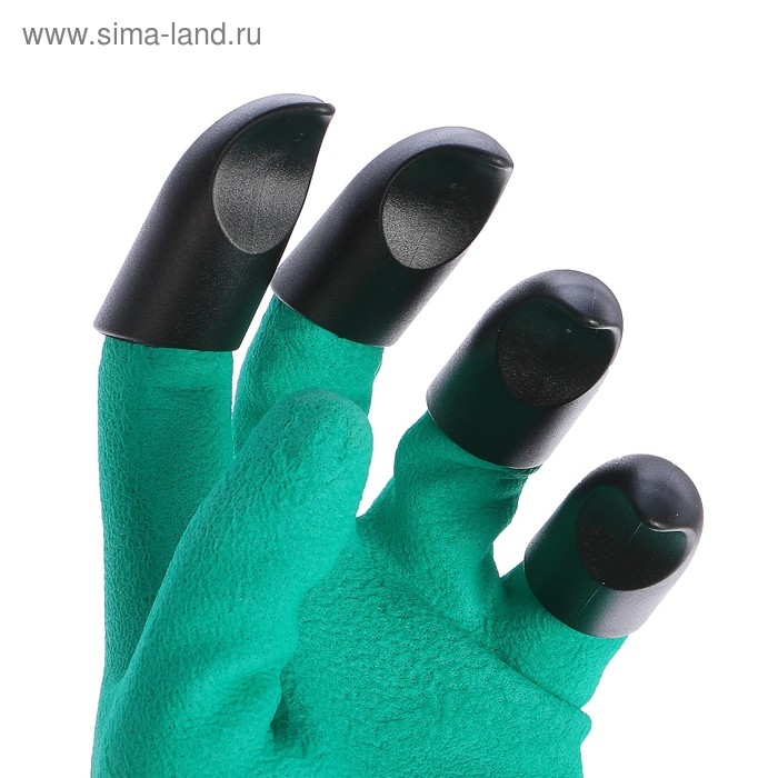 Перчатки садовые, нейлоновые &laquo;Землеройки&raquo;, с латексной пропиткой, с когтями, зелёные, Greengo