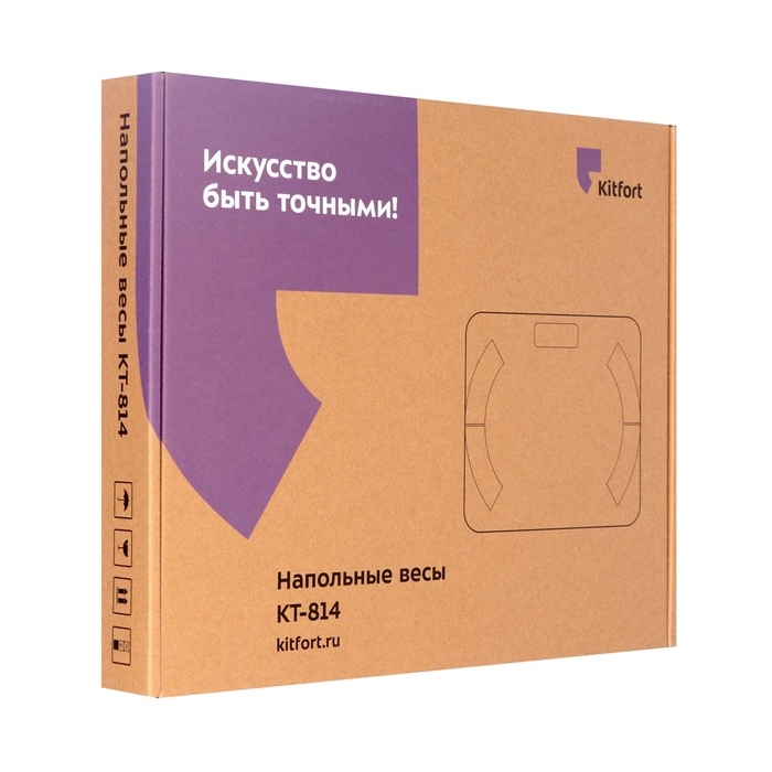 Весы напольные Kitfort КТ-814, до 180 кг, от 2хААА (в комплекте), чёрные