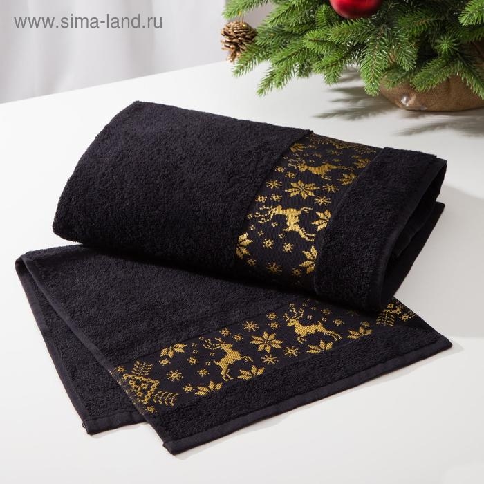 Полотенце махровое LoveLife &laquo;Олени&raquo;, 70х130 см, цвет чёрный