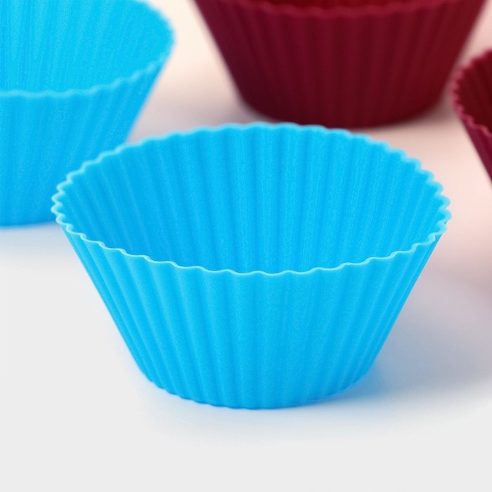 Набор форм для выпечки Доляна &laquo;Риб.Круг&raquo;, силикон, 7&times;3,3 см, 6 шт, цвет МИКС