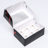 Упаковка на 6 капкейков с окном , "Самому смелому", 25 х 17 х 10 см