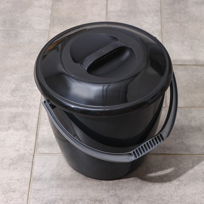 Ведро с крышкой &laquo;Удачное.Эконом&raquo;, 10 л, цвет чёрный