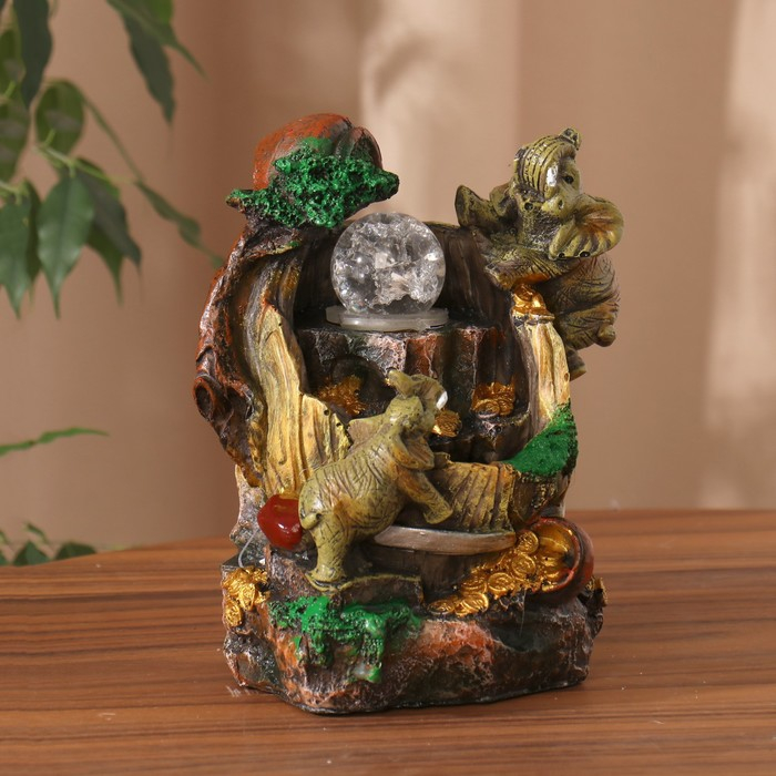 Фонтан Фонтан "Слоны с монетками, в горах" 20х13 см (с подсветкой)