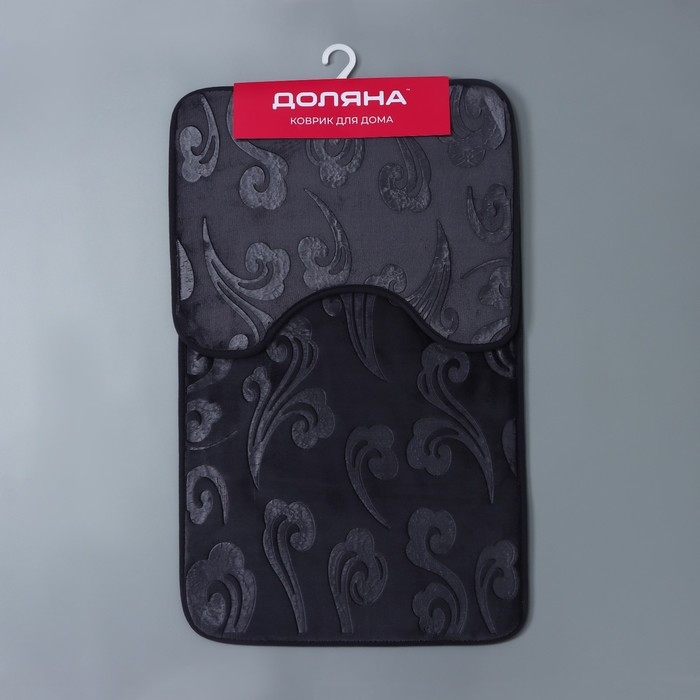 Коврики для ванной и туалета Доляна &laquo;Грация&raquo;, 2 шт: 40&times;50 см, 50&times;80 см, цвет серый