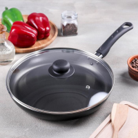 Сковорода Consul, d=28 см, пластиковая ручка, стеклянная крышка, антипригарное покрытие, цвет чёрный Сковорода Consul, d=28 см, пластиковая ручка, стеклянная крышка, антипригарное покрытие, цвет чёрный