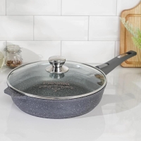 Сковорода «Гранит», d=28 см, стеклянная крышка, съёмная ручка, антипригарное покрытие, цвет серый Сковорода «Гранит», d=28 см, стеклянная крышка, съёмная ручка, антипригарное покрытие, цвет серый