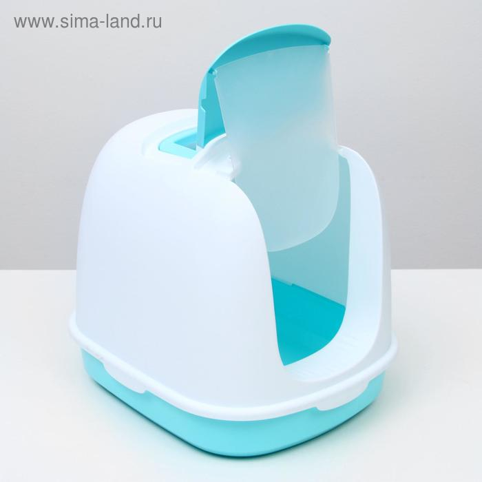 Туалет закрытый с совком, 47 х 40 х 39 см, бело-голубой Туалет закрытый с совком, 47 х 40 х 39 см, бело-голубой