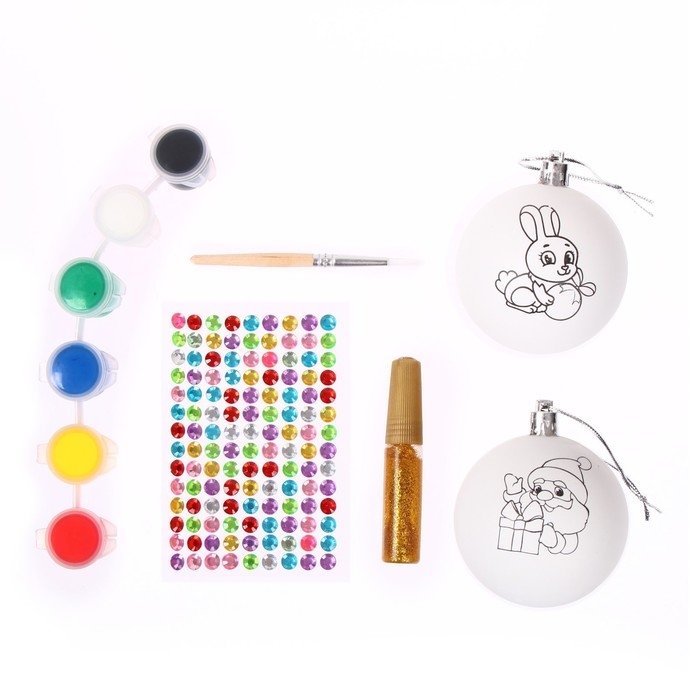 Ёлочные шары под раскраску на новый год &laquo;Поверь в мечту&raquo;, 2 шт, новогодний набор для творчества