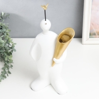 Сувенир полистоун подставка "Человек с птицей на голове" белый 16х38 см Сувенир полистоун подставка "Человек с птицей на голове" белый 16х38 см