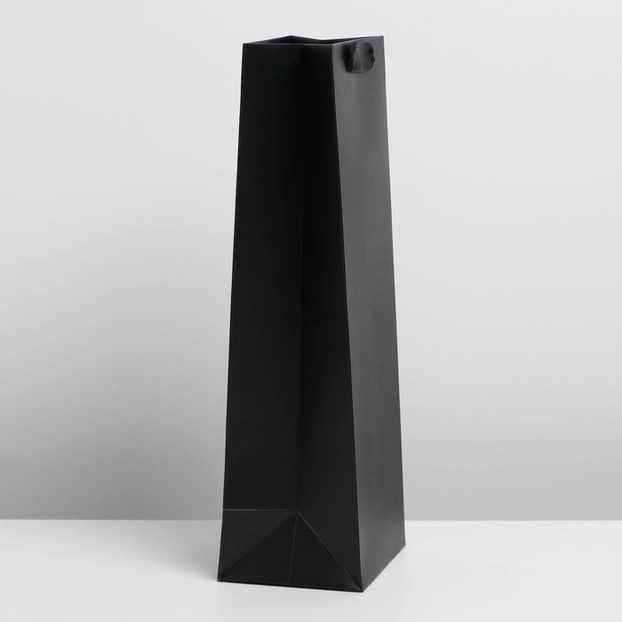 Пакет подарочный под бутылку, упаковка, &laquo;Чёрный&raquo;, 13 x 36 x 10 см