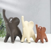 Сувенир керамика "Слоники в кофейных тонах" набор 3 шт 9х5х11; 10х6х15,5; 14,5х7х19,5см