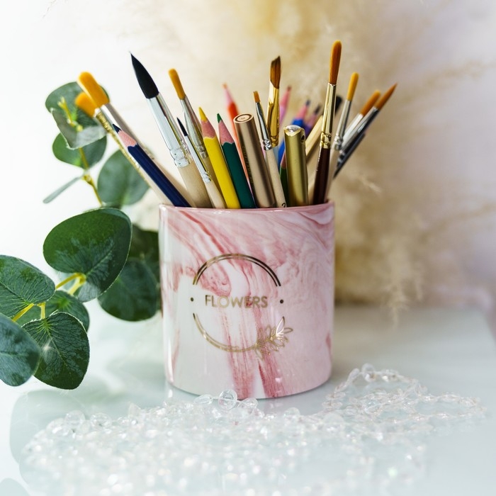 Горшок для цветов с тиснением, &laquo;Цветы&raquo;, 10 х 10 см