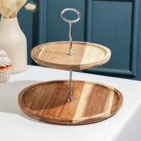 Блюдо для подачи «Тропики», 2 яруса, d=26 см, d=21 см, акация Блюдо для подачи «Тропики», 2 яруса, d=26 см, d=21 см, акация