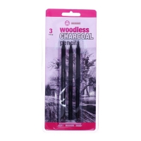 Карандаши угольные, черные, 3 штуки в наборе ( 1 шт-мягкий, 1 шт-средний, 1 шт-твердый)