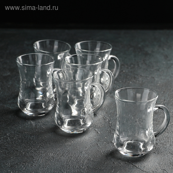 Набор кружек стеклянных &laquo;Изгиб&raquo;, 140 мл, 6 шт