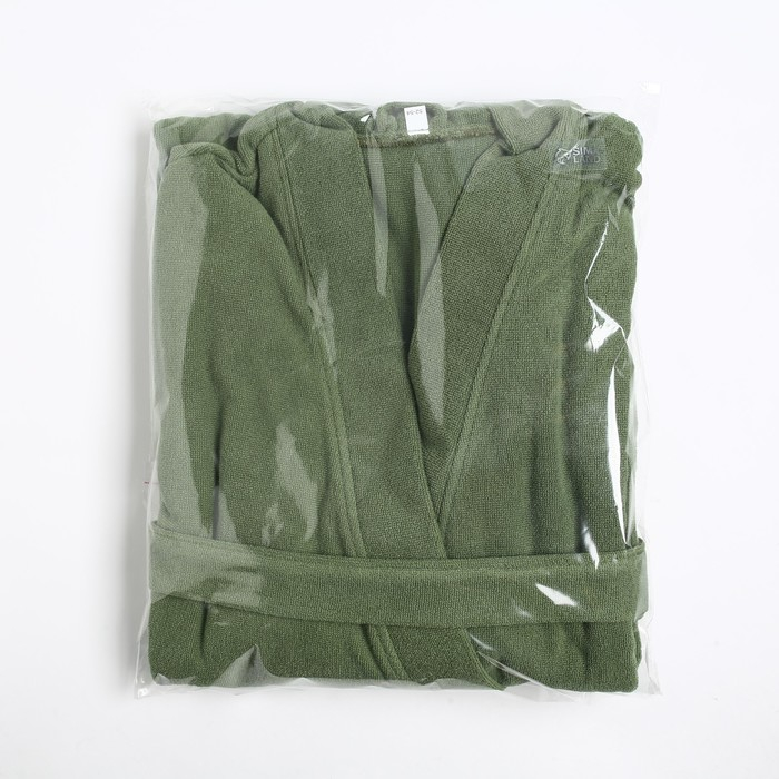 Халат махровый Экономь и Я, мужской размер 48-50 цвет хаки, 100% хлопок с AIRO, 320 г/м2