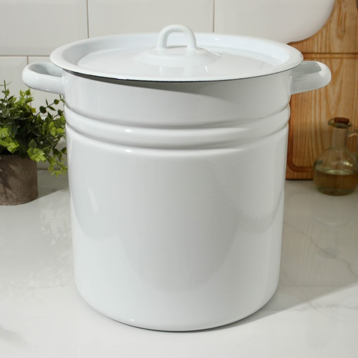 Кастрюля цилиндрическая, 12 л, индукция, цвет белый