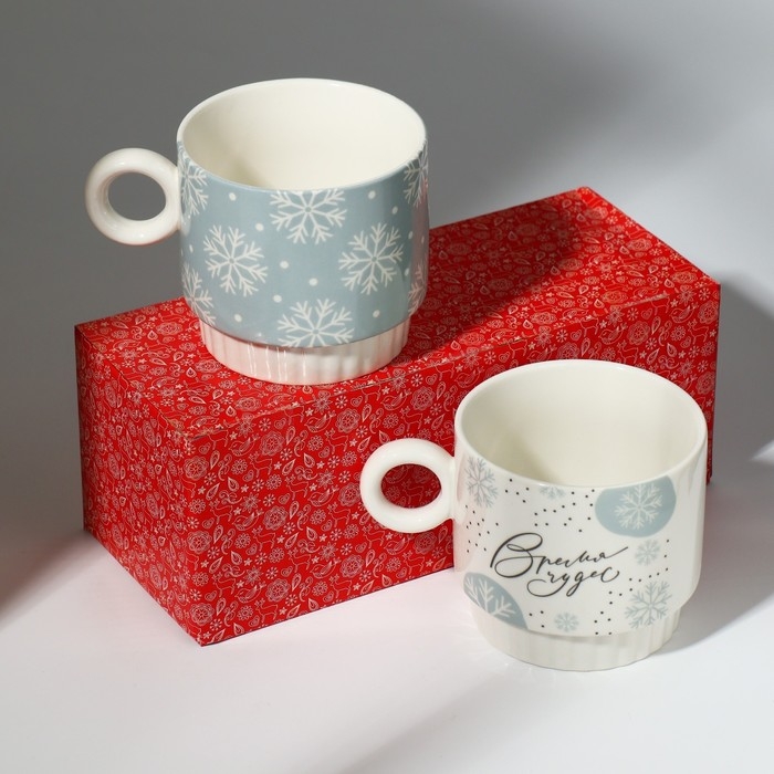 Новый год.  Набор кружек из керамики &laquo;Время чудес!&raquo;, 250 мл, 2 шт