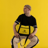 Сумка спортивная, TEXTURA, средний размер, цвет чёрный/лимон Сумка спортивная, TEXTURA, средний размер, цвет чёрный/лимон