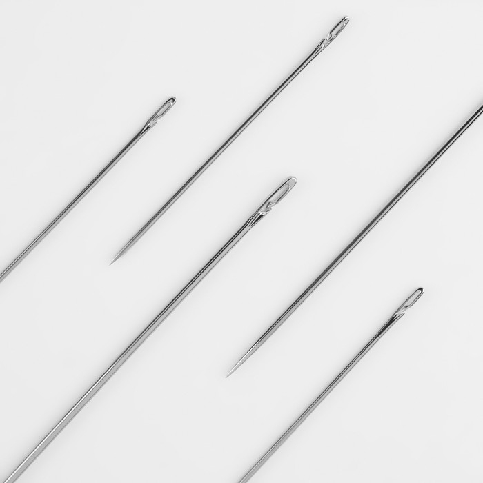 Иглы швейные в игольнице-тубе, самовдеваемые, d = 0,7/0,8/1 мм, 3,6 - 6,8 см, 8,5 &times; 1,7 см, 30 шт