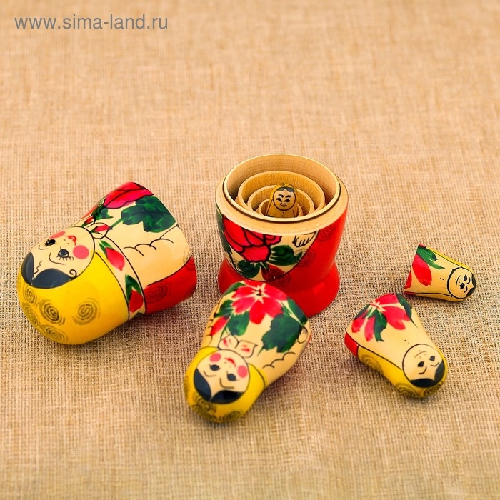 Матрёшка &laquo;Зоя&raquo;, желтый платок, 5 кукольная, 12 см