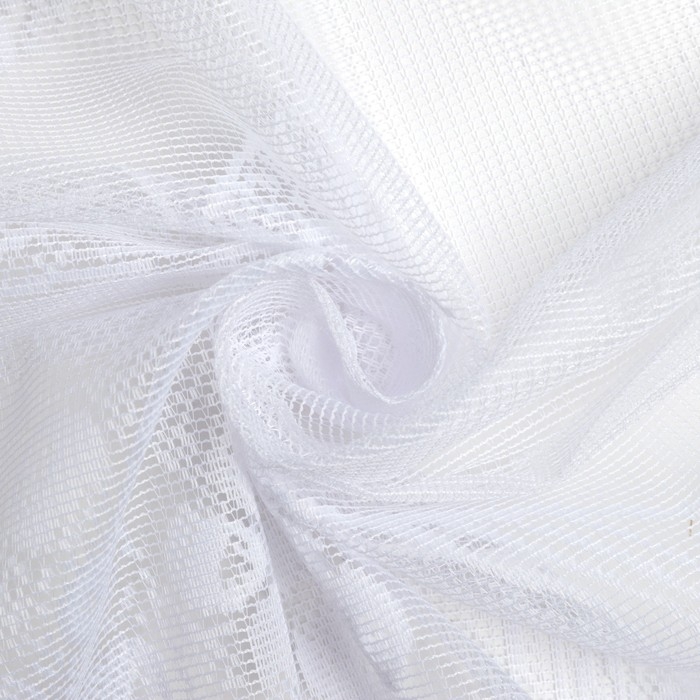 Тюль на кухню без шторной ленты 200х165 см, цвет белый, 100% полиэстер