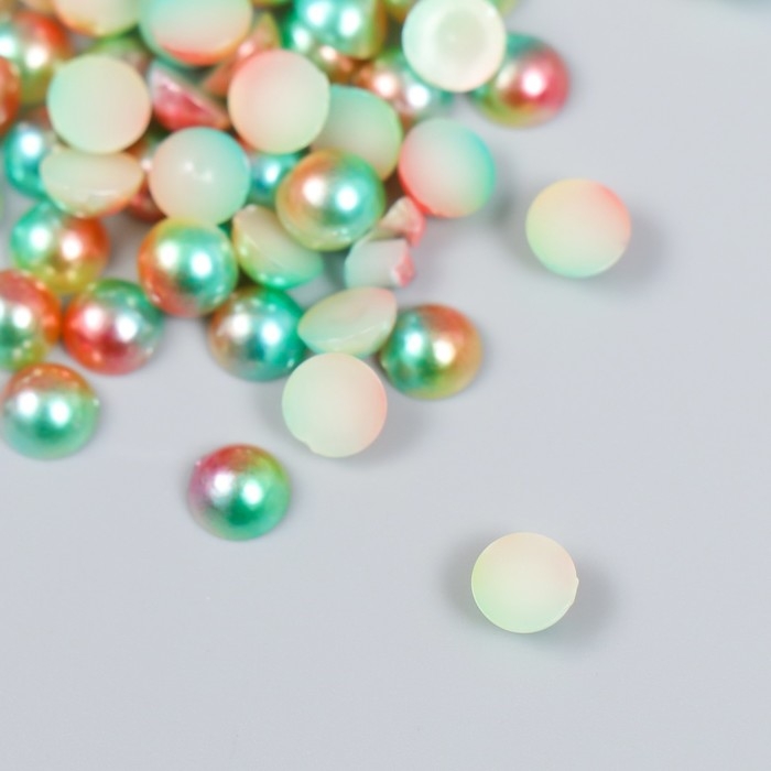 Декор "Полубусины и стразы. Градиент голубой крем" d=6 мм 10г 200 шт 5х2,5 см МИКС