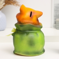 Копилка "Кот в мешке - Буду сказочно богат" рыжий с зеленым, 22см