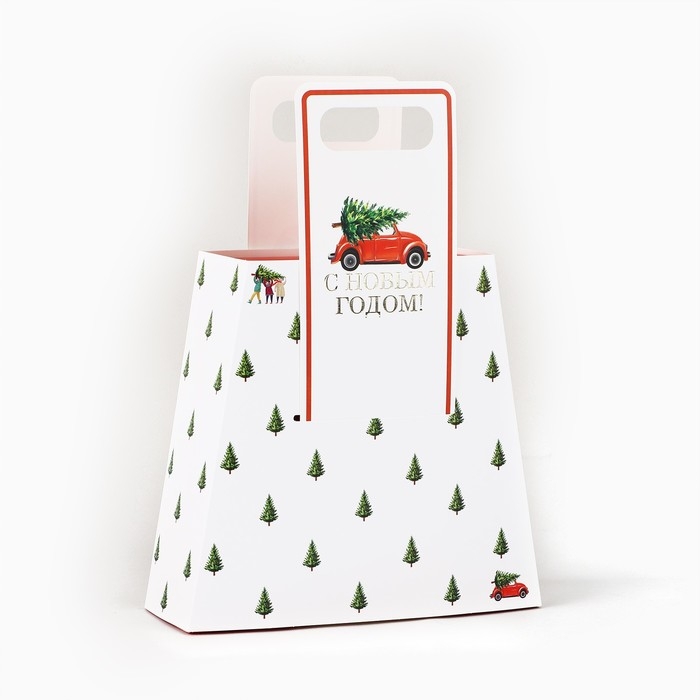 Коробка новогодняя складная с ручками &laquo;С Новым годом!&raquo; 23 х 8 х 32 см, Новый год