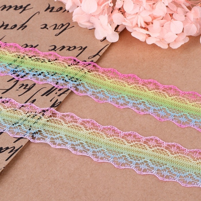 Кружево капроновое &laquo;Радуга нежная&raquo;, 28 мм &times; 10 &plusmn; 1 м, цвет разноцветный №2