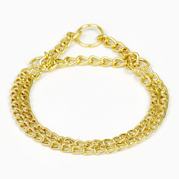 Ошейник - полуудавка металлический двухрядный, 40 см, толщина проволоки 2 мм, золотистый Ошейник - полуудавка металлический двухрядный, 40 см, толщина проволоки 2 мм, золотистый