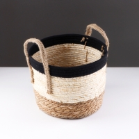 Корзина для хранения "Перу", с ручками, 26 х 22 х 21 см, натуральный, чёрный