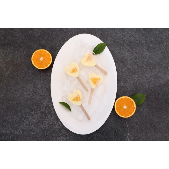 Форма для мороженого Доляна &laquo;Сердца. Макси&raquo;, силикон, 49&times;6,5&times;2 см, 8 ячеек, палочки 50 шт, цвет белый