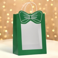 Пакет подарочный новогодний с оком "Бант", 26 х 35 х 15 см.