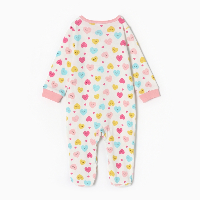 Комбинезон детский, цвет белый/сердечки, рост 74