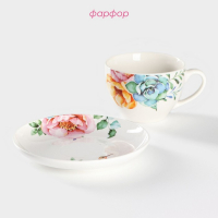 Чайная пара фарфоровая Доляна «Пташка», 2 предмета: чашка 280 мл, блюдце d=15 см Чайная пара фарфоровая Доляна «Пташка», 2 предмета: чашка 280 мл, блюдце d=15 см