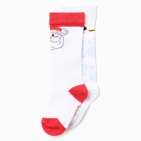 Новый год.Гольфы детские 2 пары Крошка Я, 12-14 см, голубой / красный Новый год.Гольфы детские 2 пары Крошка Я, 12-14 см, голубой / красный