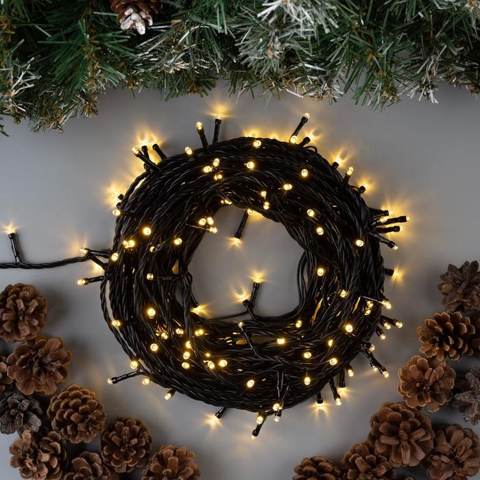 Гирлянда «Нить» 20 м, IP44, тёмная нить, 200 LED, свечение тёплое белое, 8 режимов, 220 В Гирлянда «Нить» 20 м, IP44, тёмная нить, 200 LED, свечение тёплое белое, 8 режимов, 220 В