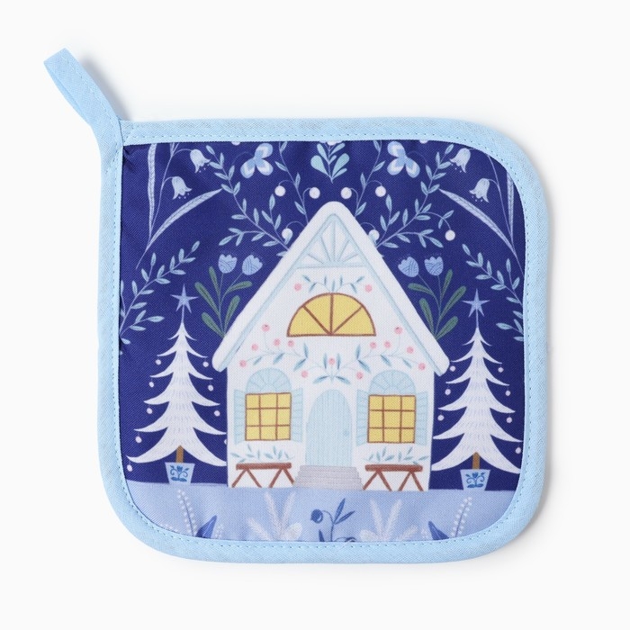 Новый год. Прихватка Доляна "Зимний сад" 17х17 см, 35% хл, 65% пэ, ватин 250 г/м2