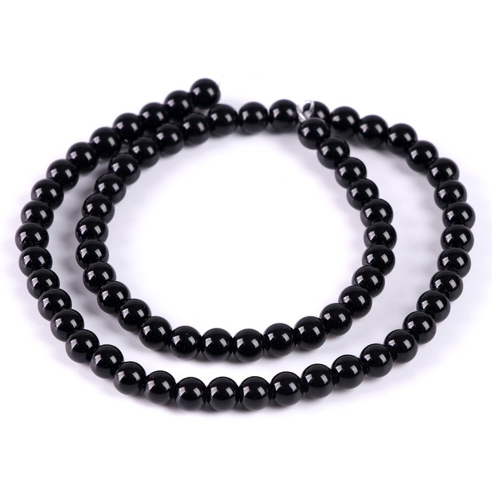 Бусины из натурального камня &laquo;Чёрный агат&raquo; набор 60 шт., размер 1 шт. &mdash; 6 мм