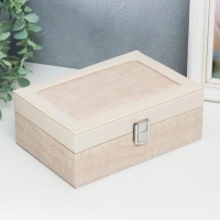 Шкатулка кожзам для украшений "Молочный питон" комбинированная 7,5х14х20 см Шкатулка кожзам для украшений "Молочный питон" комбинированная 7,5х14х20 см