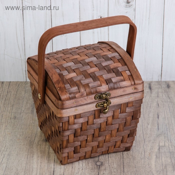 Сундук &laquo;Плетёнка&raquo;, с замком, 16&times;16&times;25 см, шпон